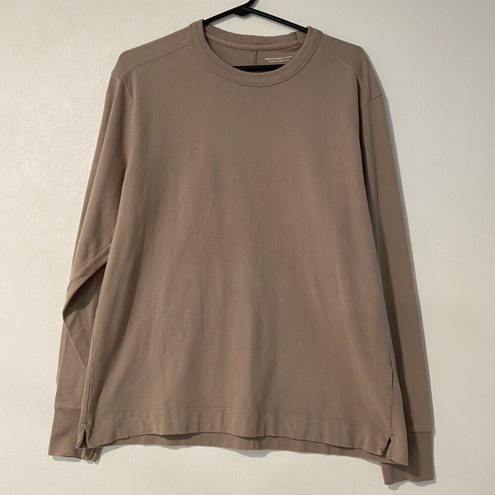 Abercrombie & Fitch Premium Essentials Tan Long Sleeve Crewneck Shirt Men’s XS
